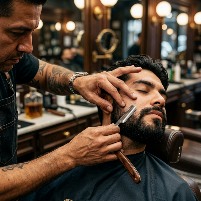 Latino barber beard trim
