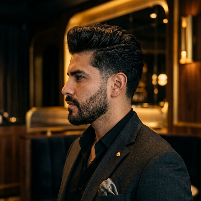 Mexican man stylish pompadour