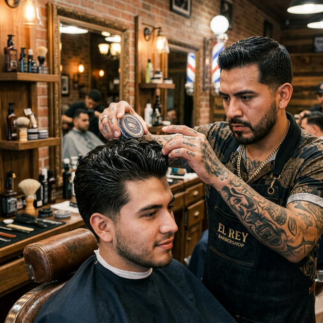 Latino barber at work